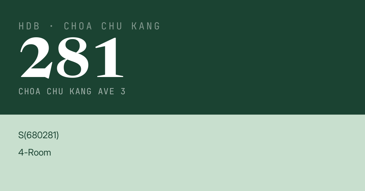 Blk 281 Choa Chu Kang Ave 3 HDB Resale | Price, Transactions & Rental Data