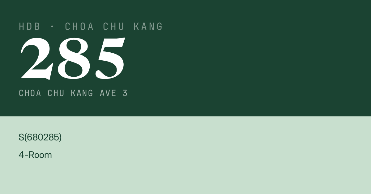 Blk 285 Choa Chu Kang Ave 3 HDB Resale | Price, Transactions & Rental Data
