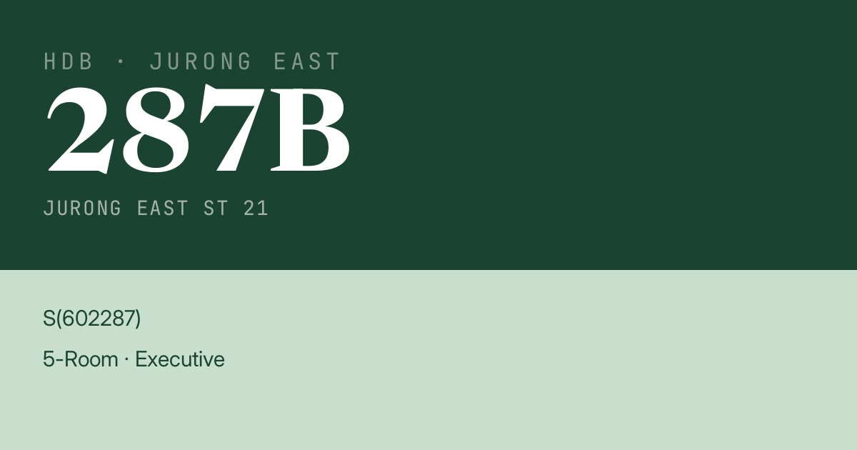 Blk 287B Jurong East St 21 HDB Resale | Price, Transactions & Rental Data