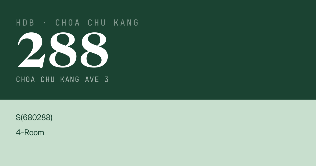 Blk 288 Choa Chu Kang Ave 3 HDB Resale | Price, Transactions & Rental Data