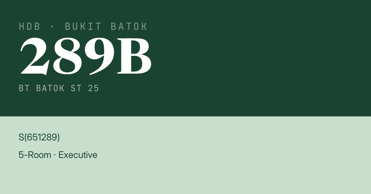 Blk 289B Bt Batok St 25 HDB Resale | Price, Transactions & Rental Data