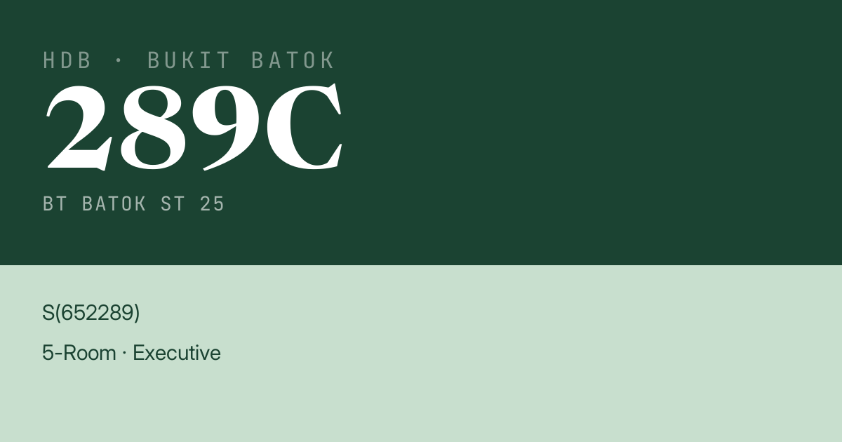Blk 289C Bt Batok St 25 HDB Resale | Price, Transactions & Rental Data