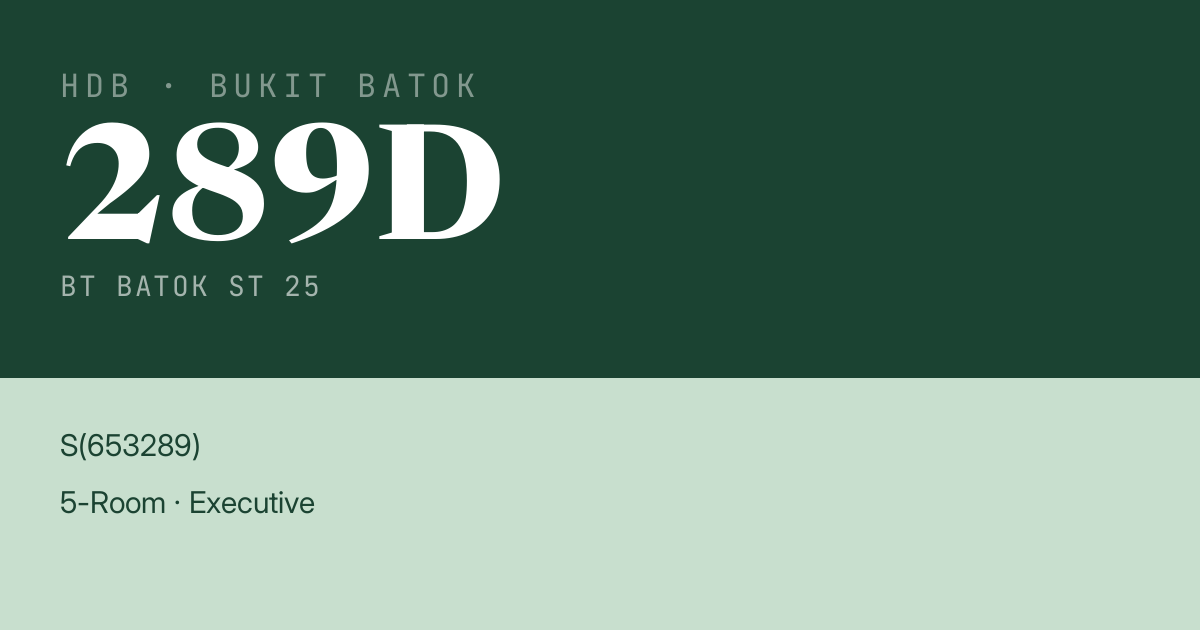Blk 289D Bt Batok St 25 HDB Resale | Price, Transactions & Rental Data