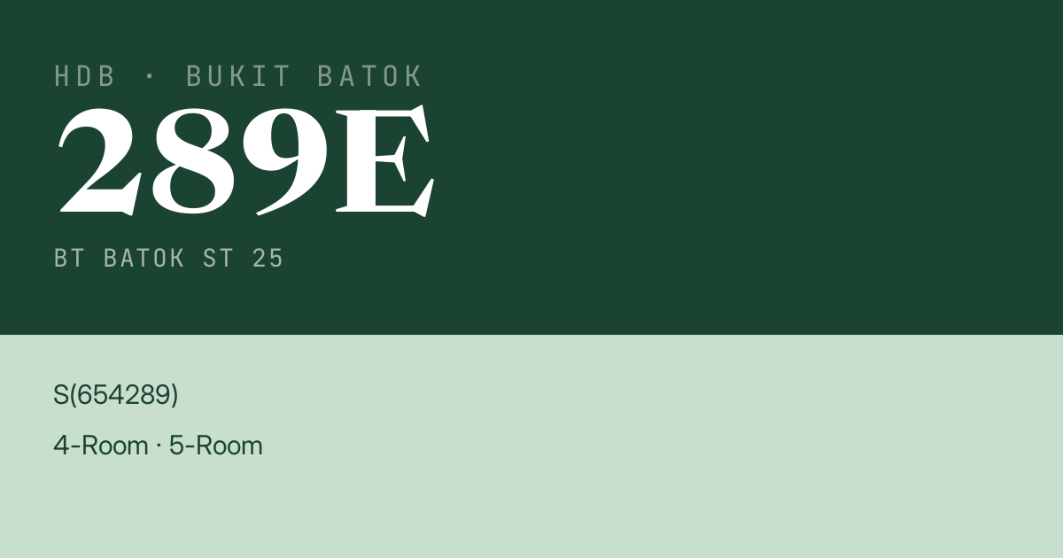 Blk 289E Bt Batok St 25 HDB Resale | Price, Transactions & Rental Data