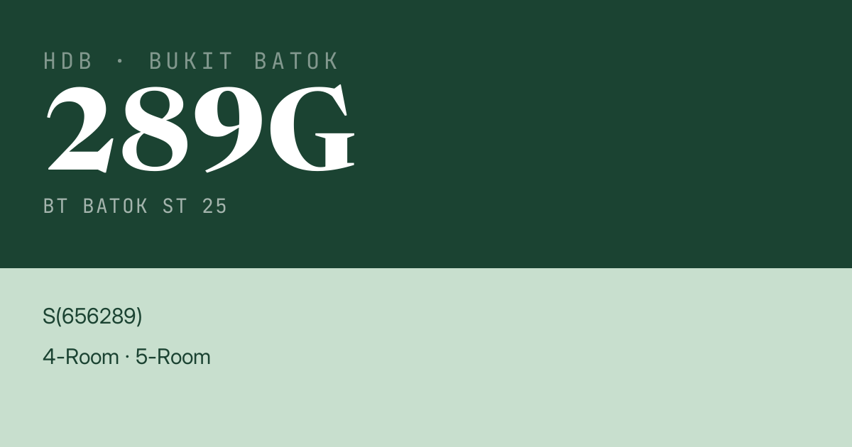 Blk 289G Bt Batok St 25 HDB Resale | Price, Transactions & Rental Data