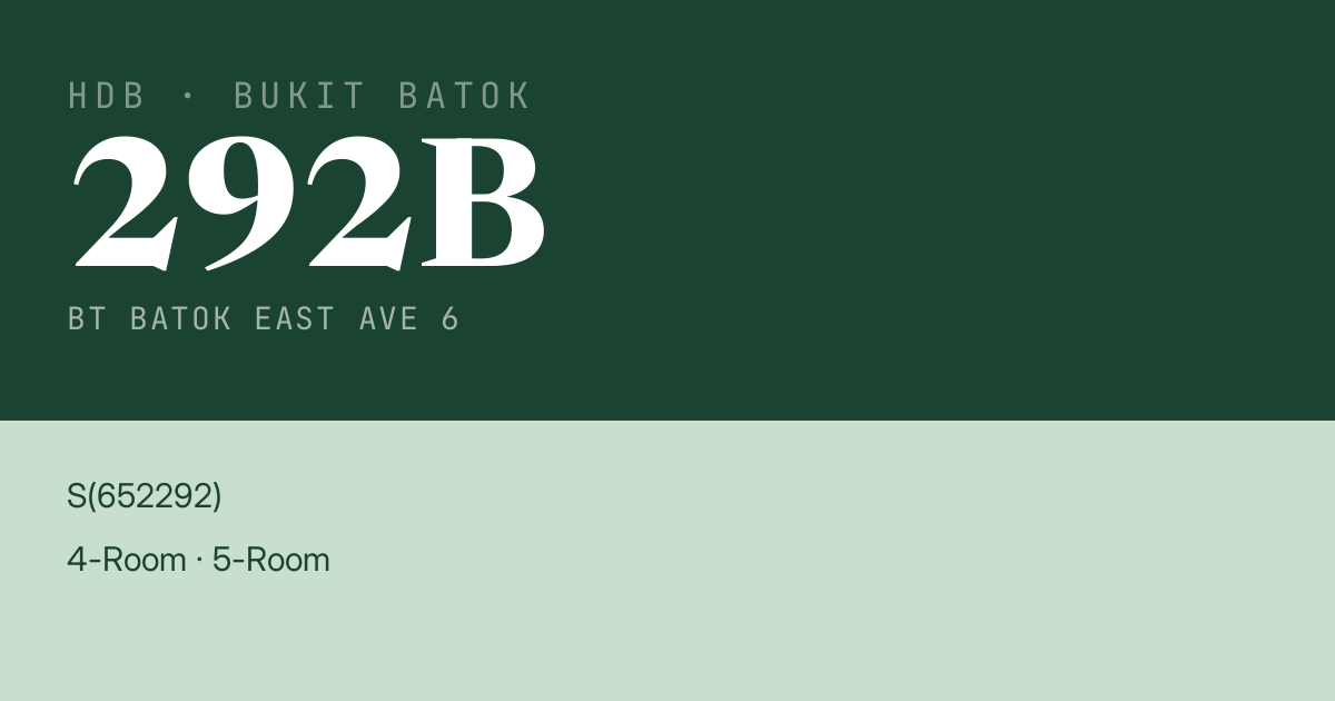 Blk 292B Bt Batok East Ave 6 HDB Resale | Price, Transactions & Rental Data