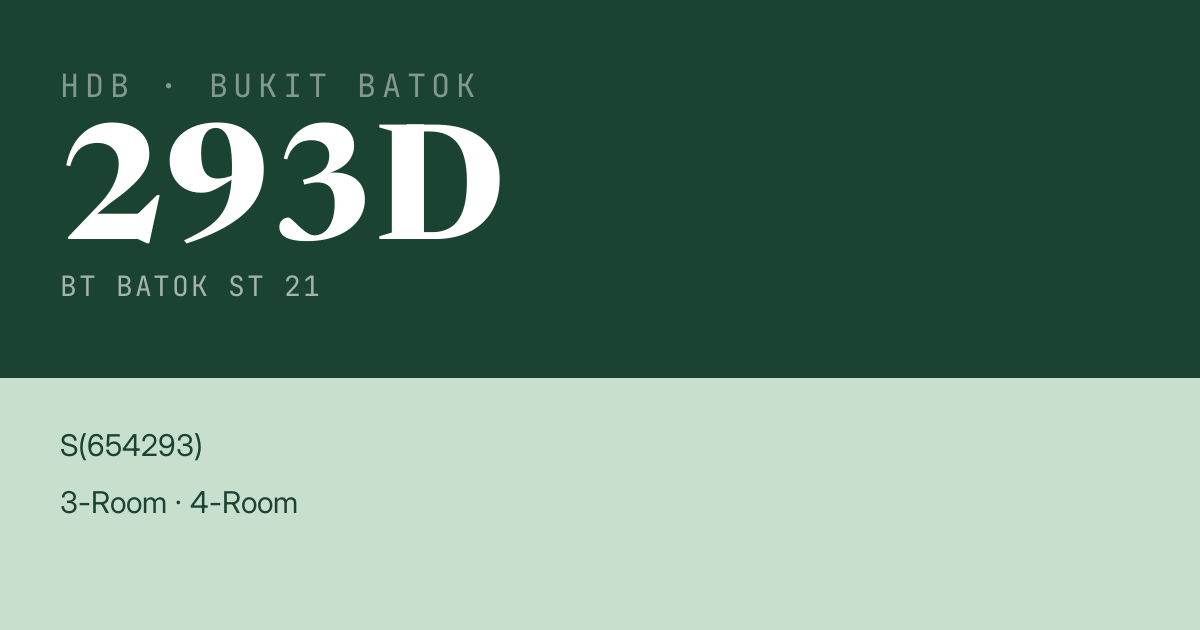 Blk 293D Bt Batok St 21 HDB Resale | Price, Transactions & Rental Data
