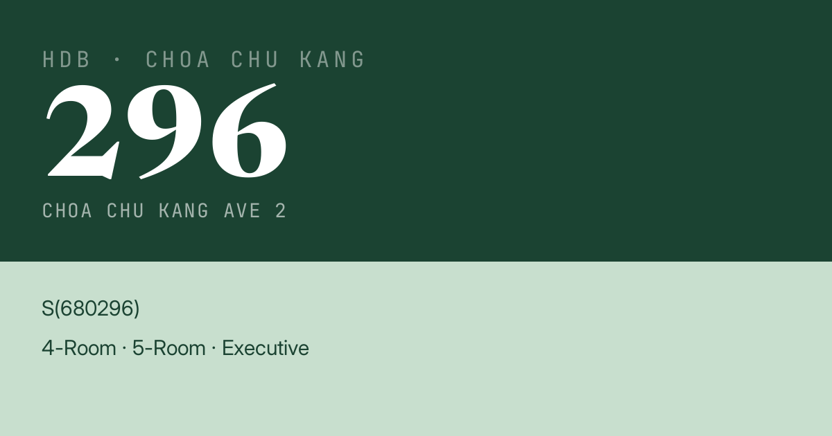 Blk 296 Choa Chu Kang Ave 2 HDB Resale | Price, Transactions & Rental Data