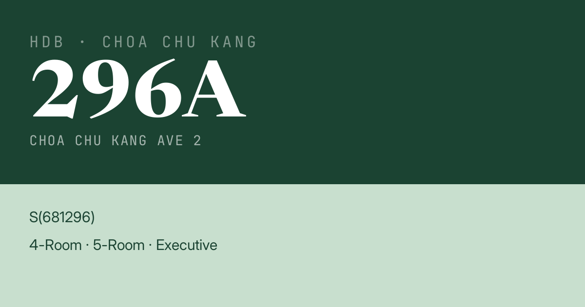 Blk 296A Choa Chu Kang Ave 2 HDB Resale | Price, Transactions & Rental Data