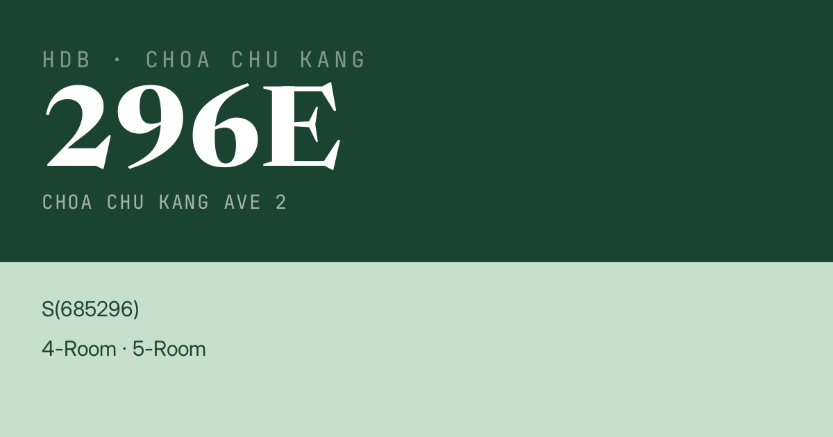 Blk 296E Choa Chu Kang Ave 2 HDB Resale | Price, Transactions & Rental Data