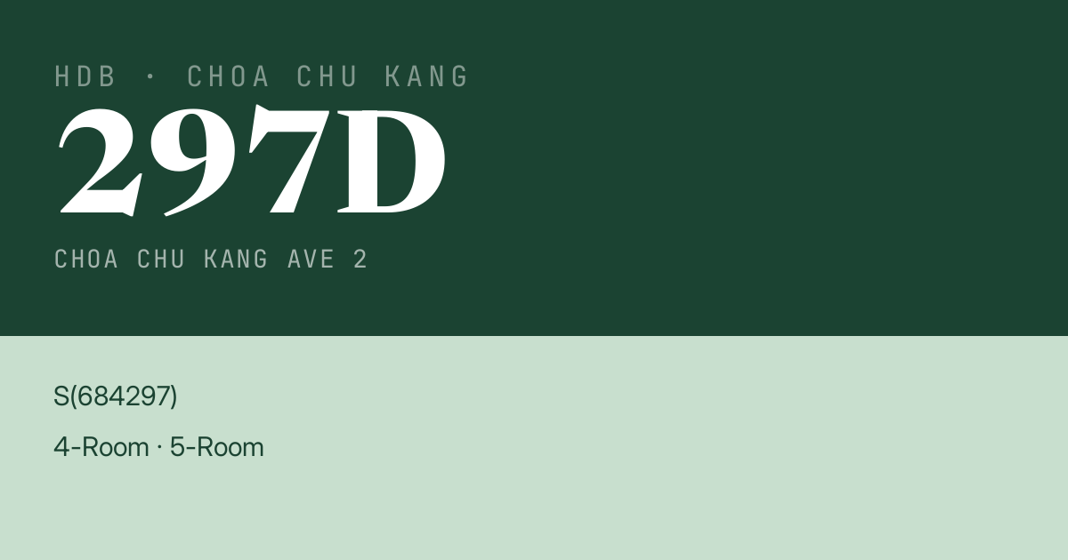 Blk 297D Choa Chu Kang Ave 2 HDB Resale | Price, Transactions & Rental Data