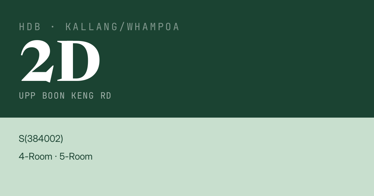 Blk 2D Upp Boon Keng Rd HDB Resale | Price, Transactions & Rental Data