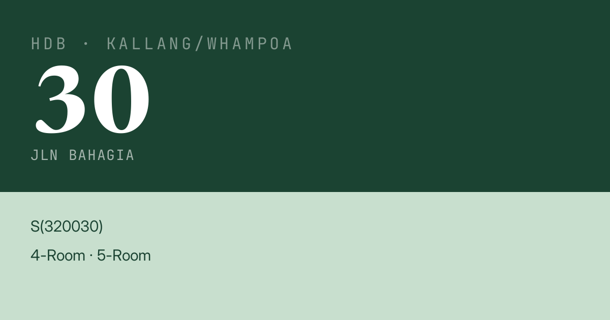 Blk 30 Jln Bahagia HDB Resale | Price, Transactions & Rental Data