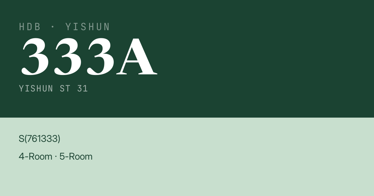 Blk 333A Yishun St 31 HDB Resale | Price, Transactions & Rental Data