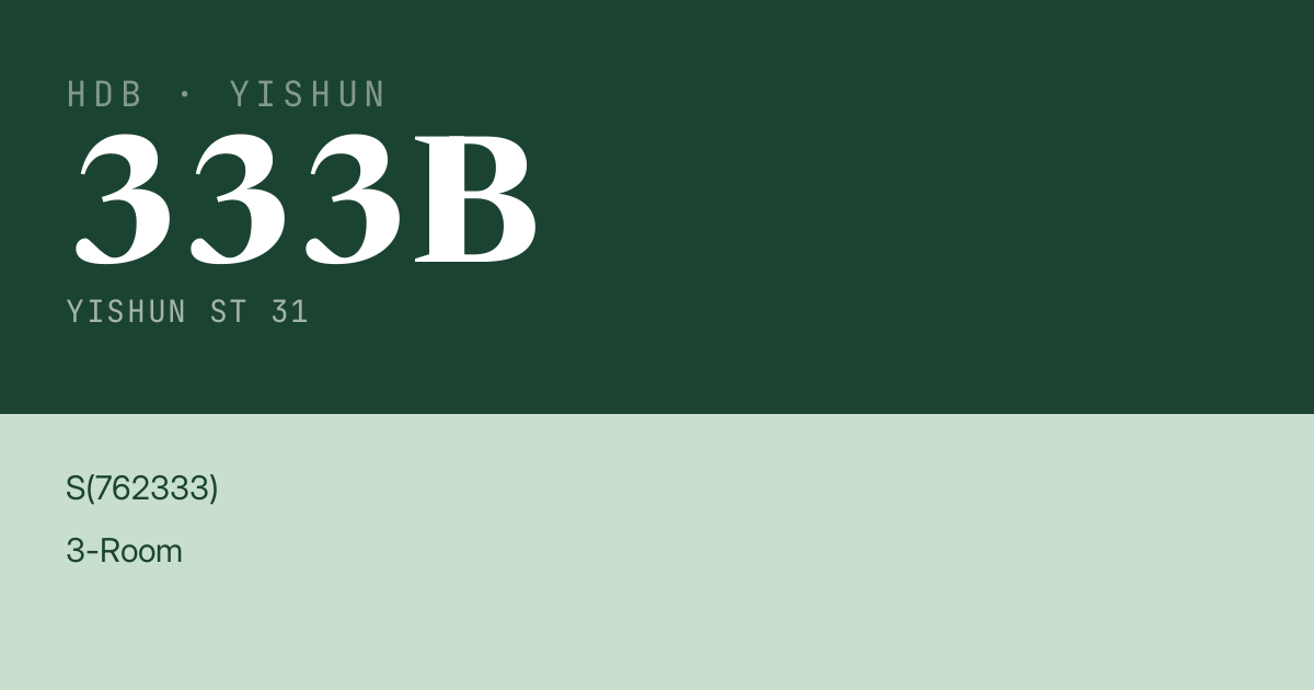 Blk 333B Yishun St 31 HDB Resale | Price, Transactions & Rental Data