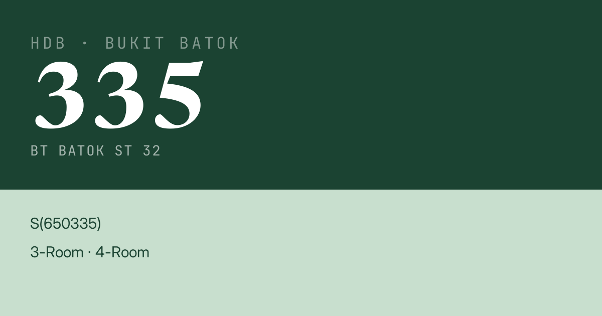 Blk 335 Bt Batok St 32 HDB Resale | Price, Transactions & Rental Data