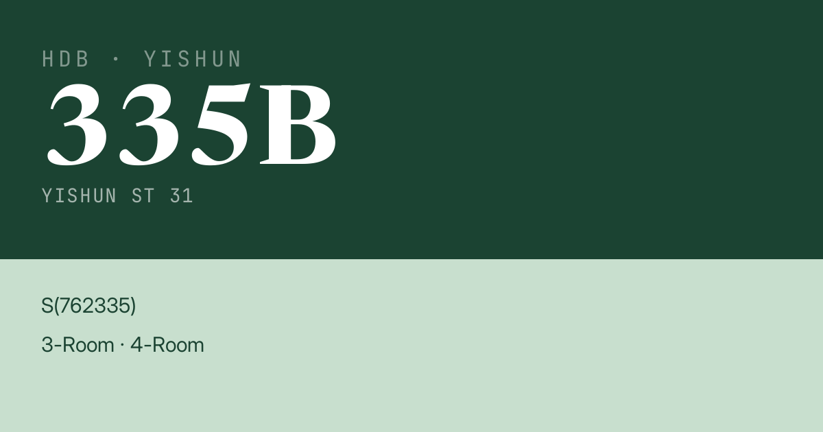 Blk 335B Yishun St 31 HDB Resale | Price, Transactions & Rental Data