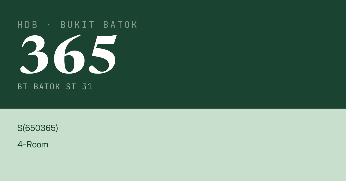 Blk 365 Bt Batok St 31 HDB Resale | Price, Transactions & Rental Data