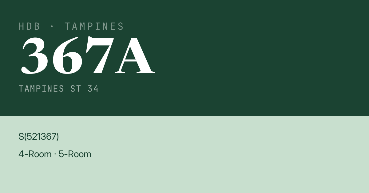 Blk 367A Tampines St 34 HDB Resale | Price, Transactions & Rental Data