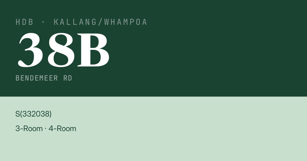Blk 38B Bendemeer Rd HDB Resale | Price, Transactions & Rental Data