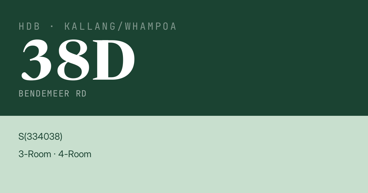 Blk 38D Bendemeer Rd HDB Resale | Price, Transactions & Rental Data