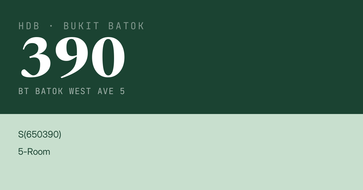 Blk 390 Bt Batok West Ave 5 HDB Resale | Price, Transactions & Rental Data