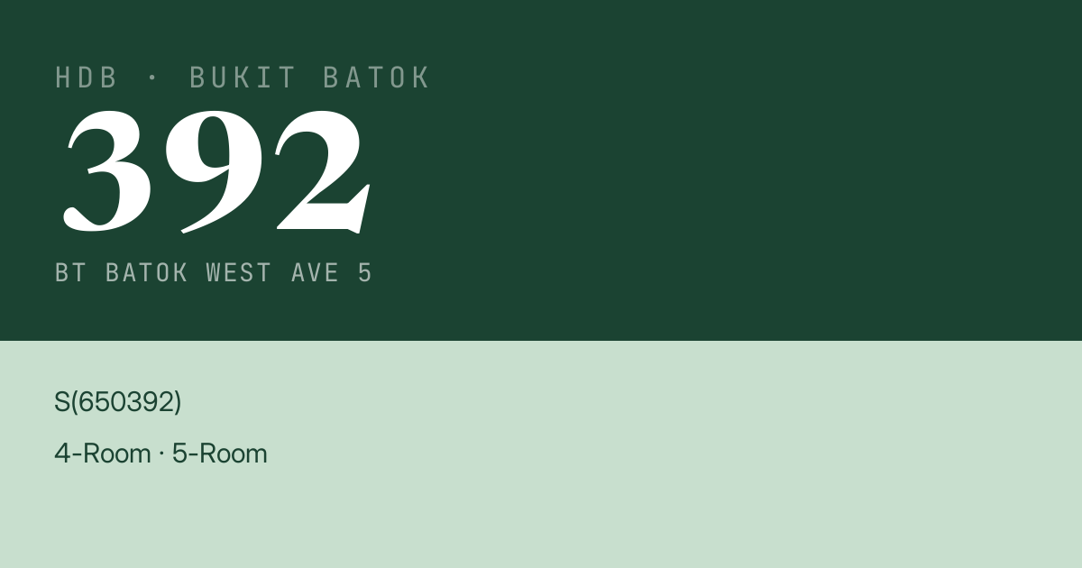 Blk 392 Bt Batok West Ave 5 HDB Resale | Price, Transactions & Rental Data