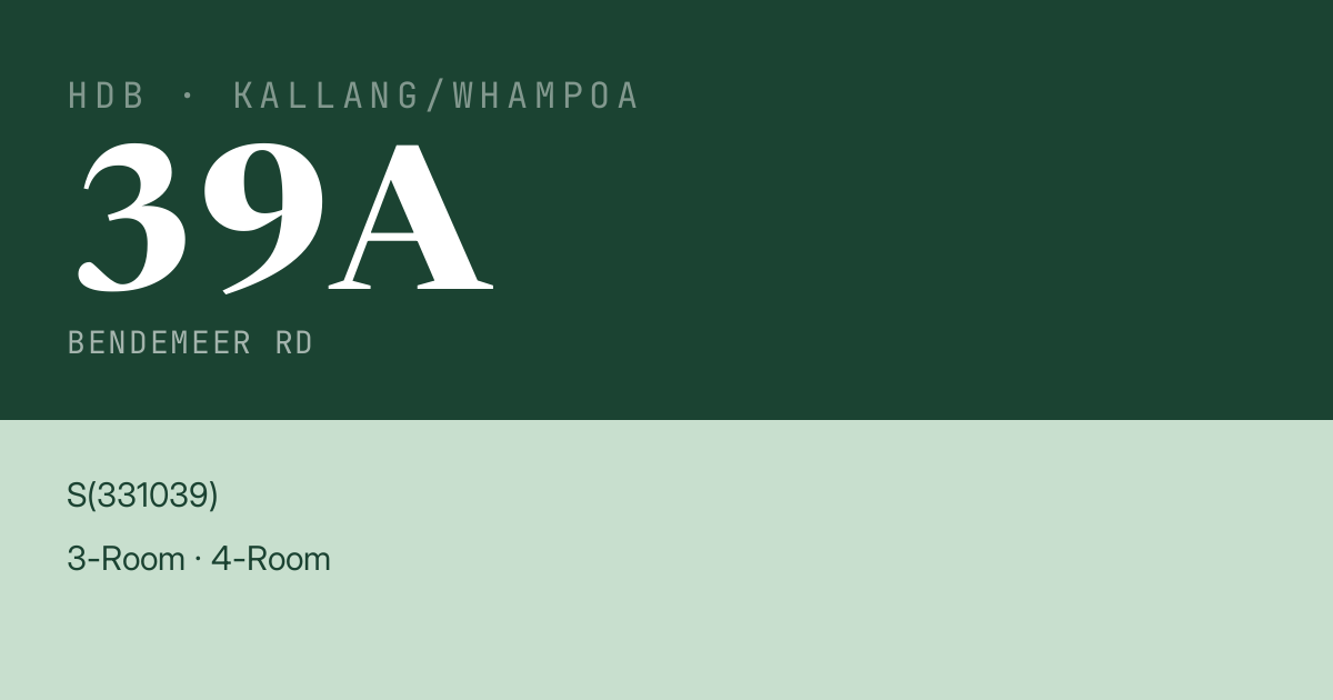 Blk 39A Bendemeer Rd HDB Resale | Price, Transactions & Rental Data