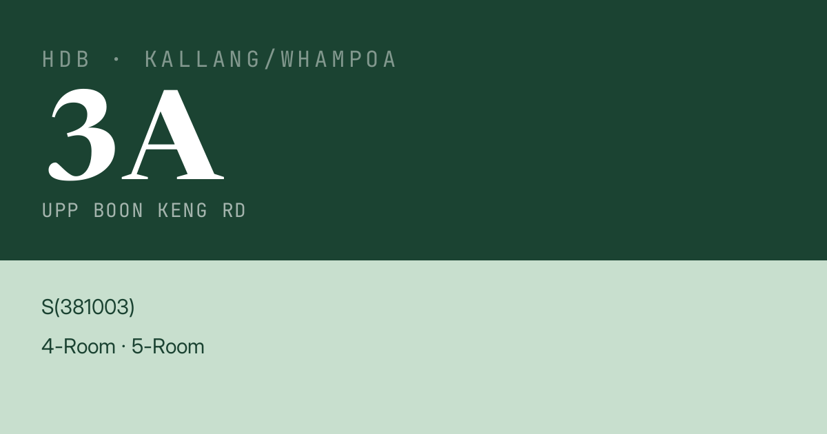 Blk 3A Upp Boon Keng Rd HDB Resale | Price, Transactions & Rental Data