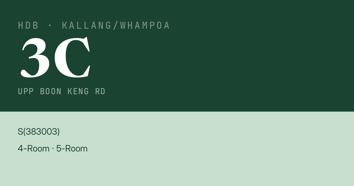 Blk 3C Upp Boon Keng Rd HDB Resale | Price, Transactions & Rental Data