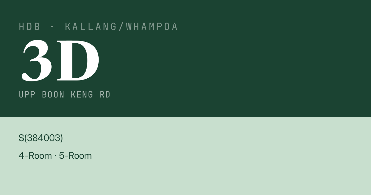 Blk 3D Upp Boon Keng Rd HDB Resale | Price, Transactions & Rental Data