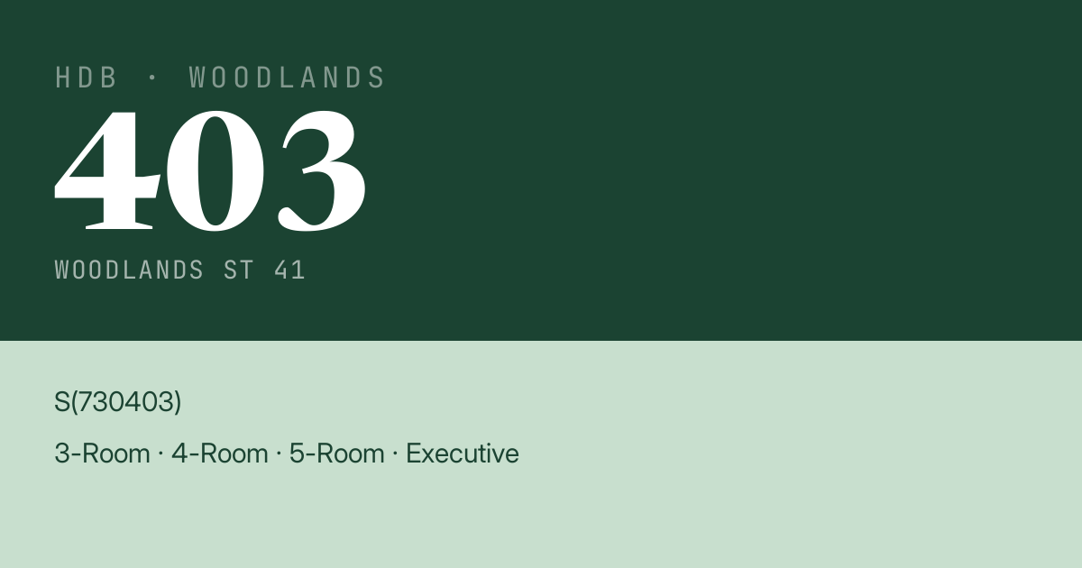 Blk 403 Woodlands St 41 HDB Resale | Price, Transactions & Rental Data