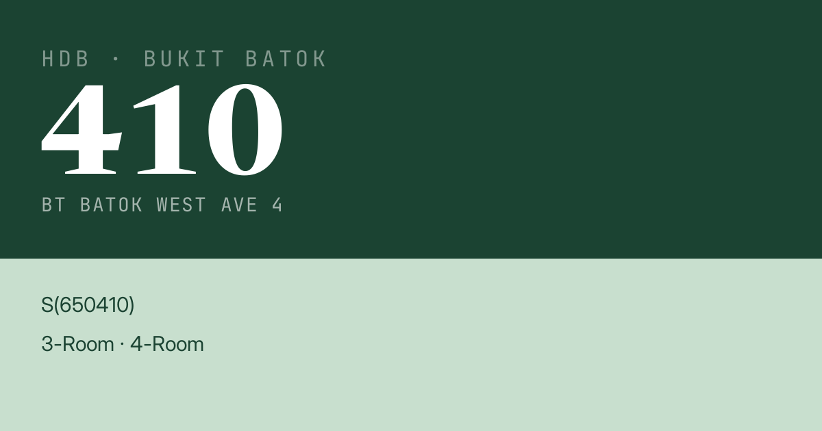 Blk 410 Bt Batok West Ave 4 HDB Resale | Price, Transactions & Rental Data