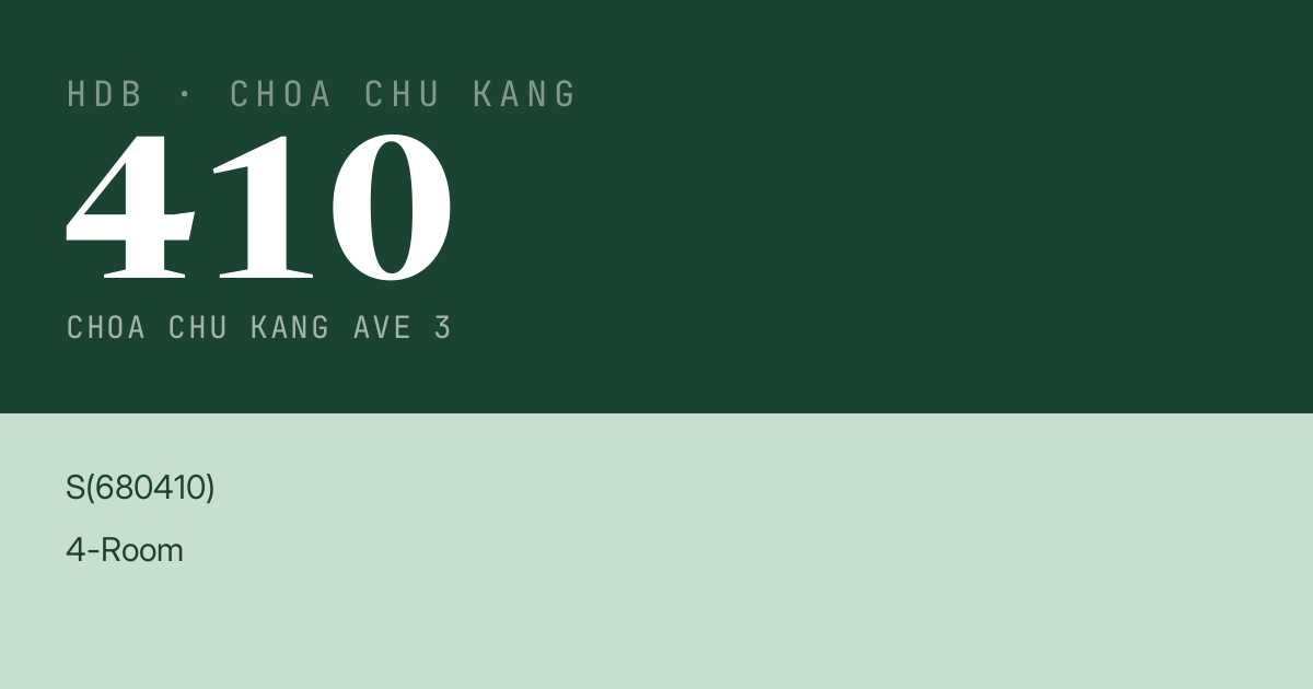 Blk 410 Choa Chu Kang Ave 3 HDB Resale | Price, Transactions & Rental Data