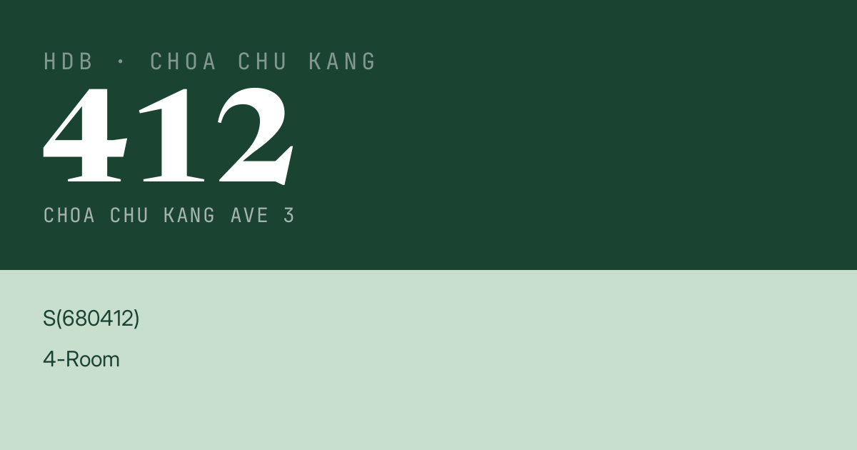 Blk 412 Choa Chu Kang Ave 3 HDB Resale | Price, Transactions & Rental Data