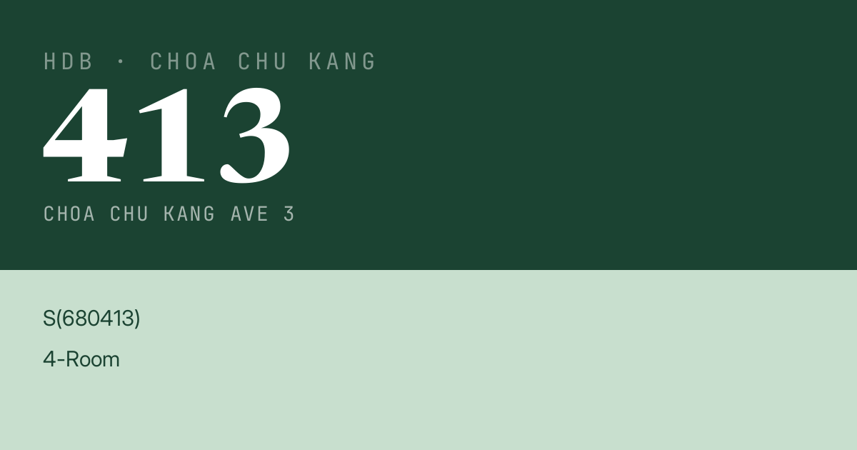 Blk 413 Choa Chu Kang Ave 3 HDB Resale | Price, Transactions & Rental Data