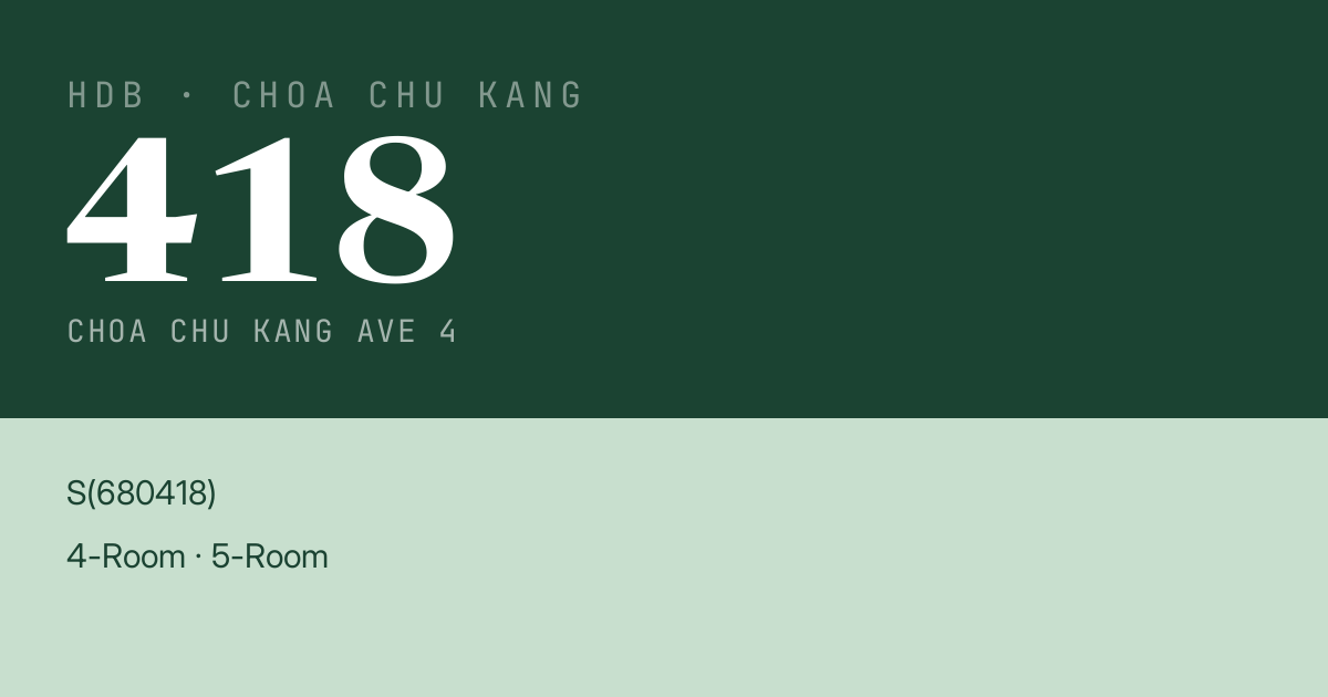 Blk 418 Choa Chu Kang Ave 4 HDB Resale | Price, Transactions & Rental Data