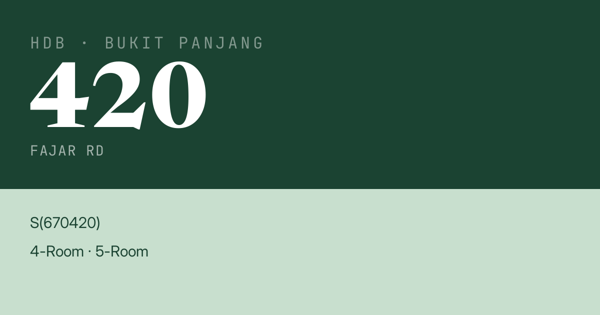 Blk 420 Fajar Rd HDB Resale | Price, Transactions & Rental Data