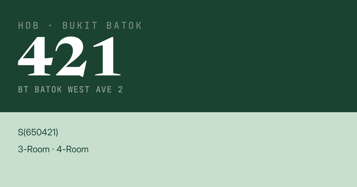 Blk 421 Bt Batok West Ave 2 HDB Resale | Price, Transactions & Rental Data