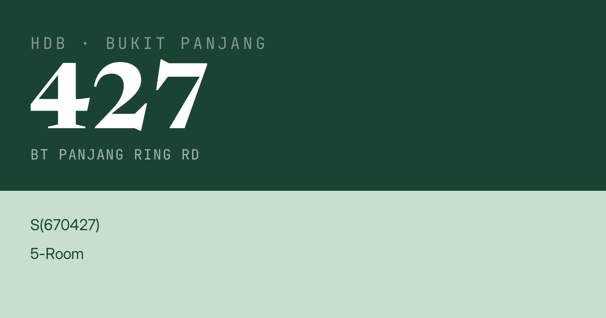 Blk 427 Bt Panjang Ring Rd HDB Resale | Price, Transactions & Rental Data