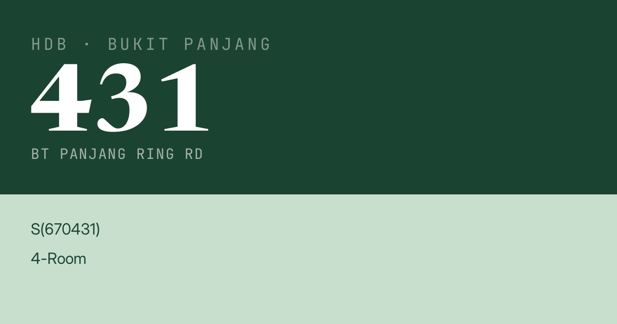 Blk 431 Bt Panjang Ring Rd HDB Resale | Price, Transactions & Rental Data