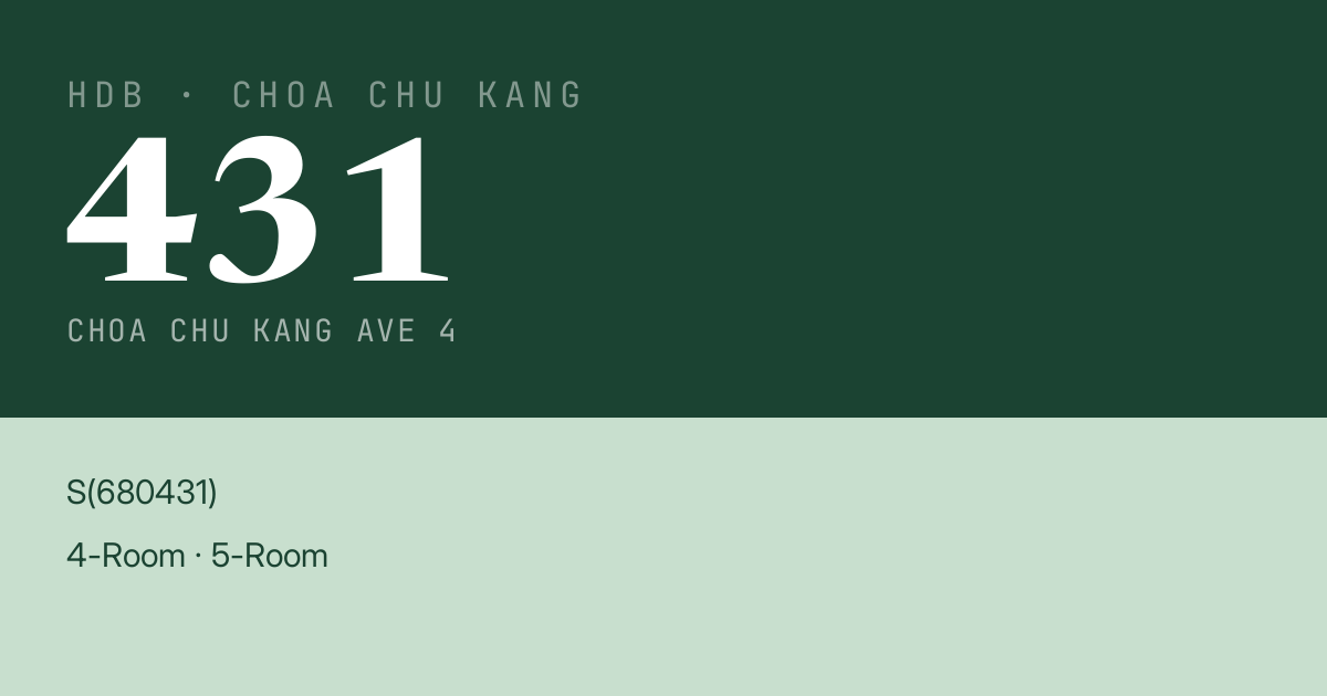 Blk 431 Choa Chu Kang Ave 4 HDB Resale | Price, Transactions & Rental Data