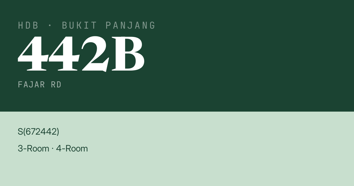 Blk 442B Fajar Rd HDB Resale | Price, Transactions & Rental Data