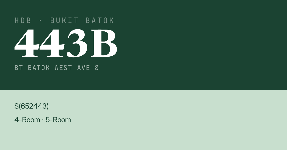 Blk 443B Bt Batok West Ave 8 HDB Resale | Price, Transactions & Rental Data