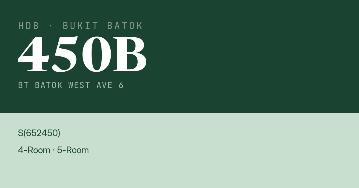 Blk 450B Bt Batok West Ave 6 HDB Resale | Price, Transactions & Rental Data