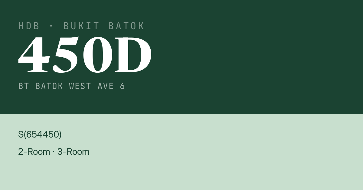 Blk 450D Bt Batok West Ave 6 HDB Resale | Price, Transactions & Rental Data