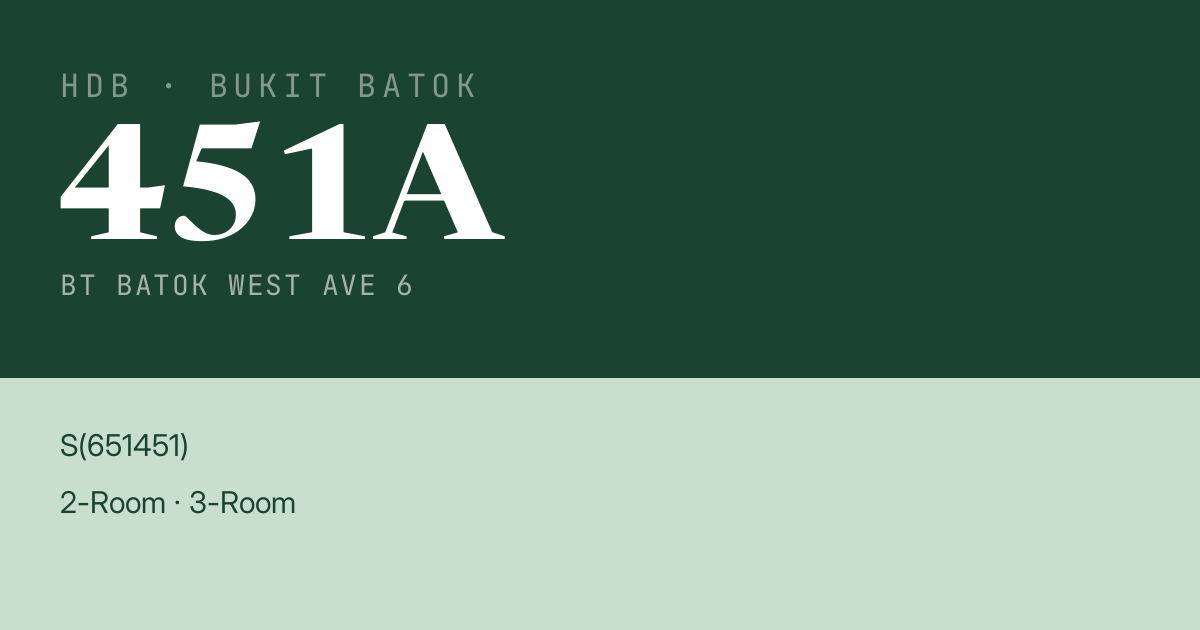 Blk 451A Bt Batok West Ave 6 HDB Resale | Price, Transactions & Rental Data