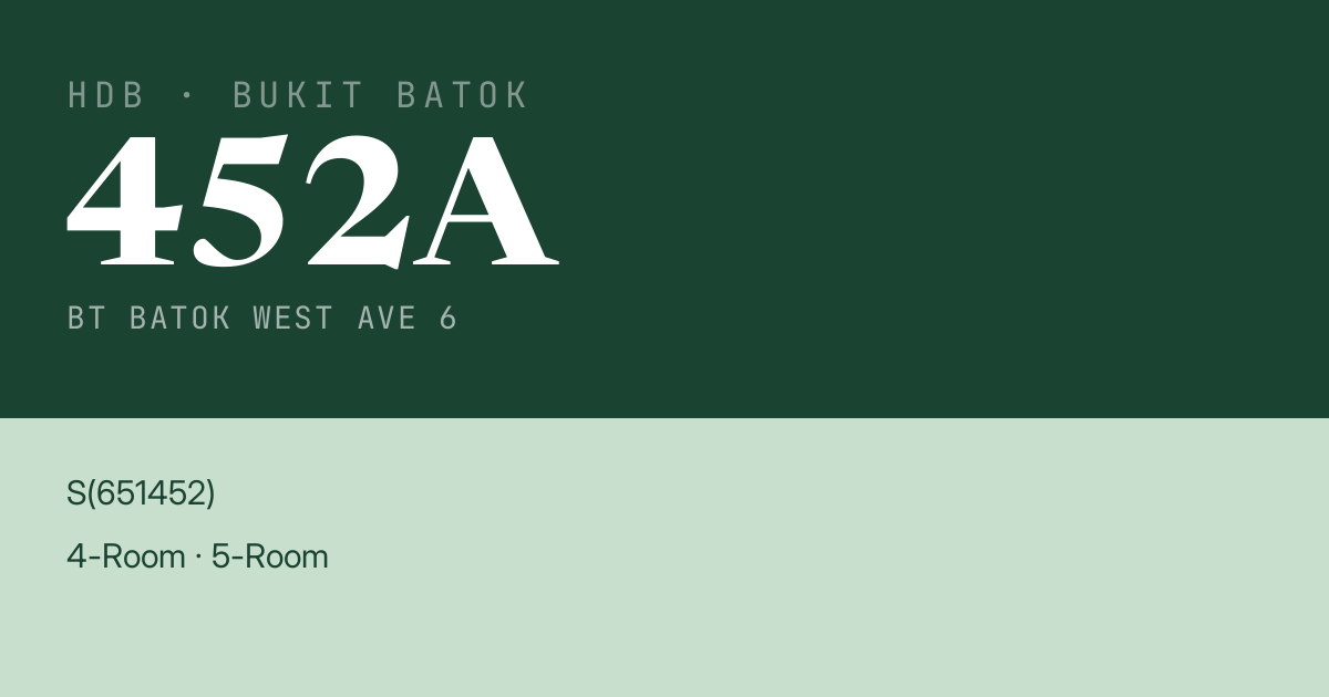 Blk 452A Bt Batok West Ave 6 HDB Resale | Price, Transactions & Rental Data