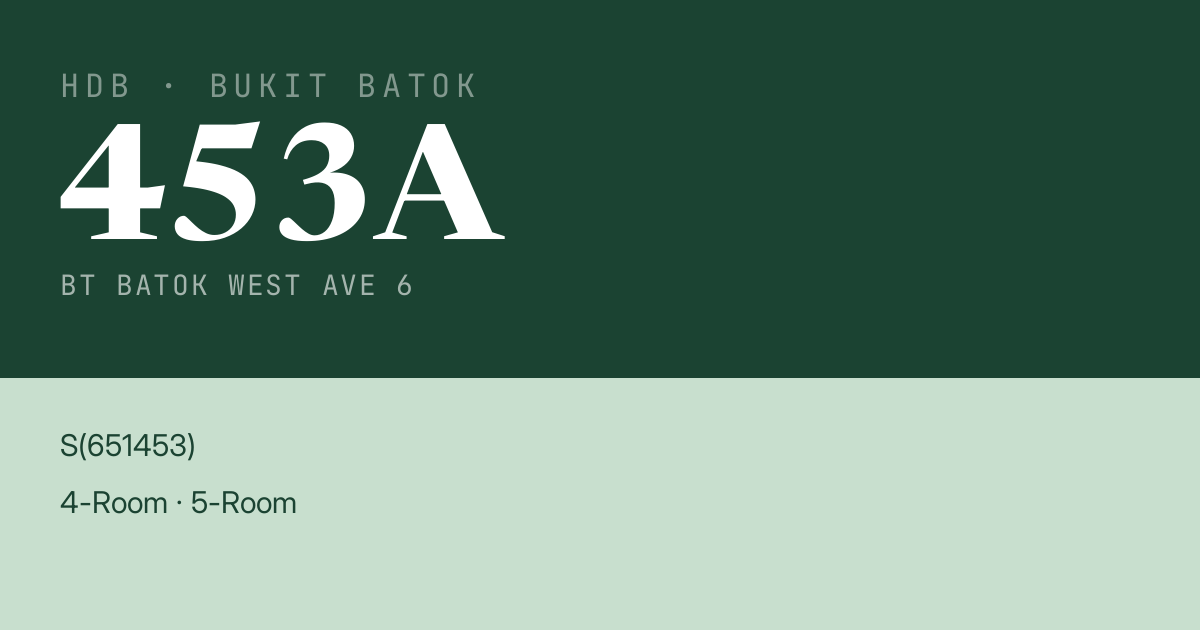 Blk 453A Bt Batok West Ave 6 HDB Resale | Price, Transactions & Rental Data