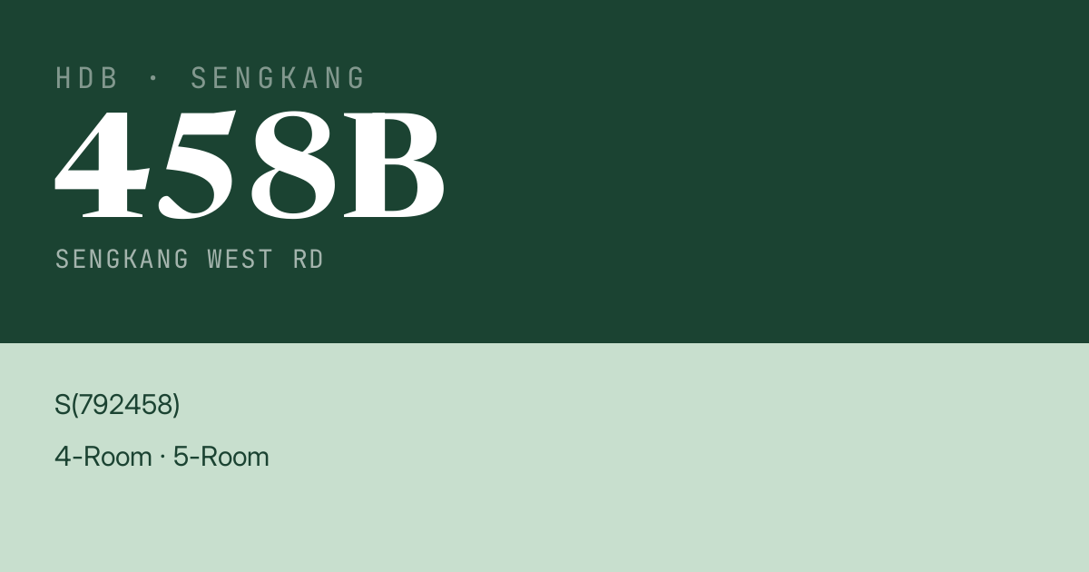 Blk 458B Sengkang West Rd HDB Resale | Price, Transactions & Rental Data